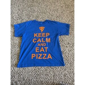 Fifth sun Boys Blue "Keep Calm and Eat Pizza" short sleeve tee‎ size small